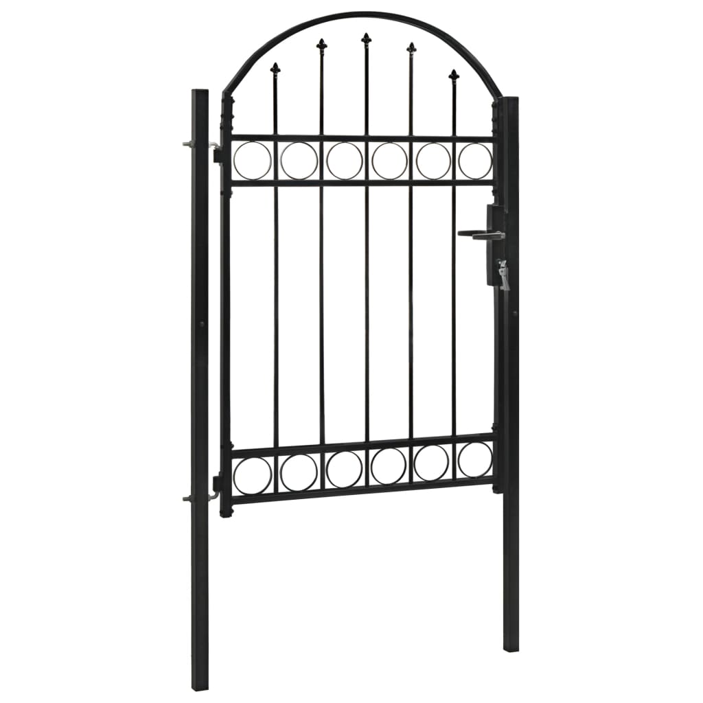 Vidaxl poort met gebogen bovenkant 100x150 cm staal zwart