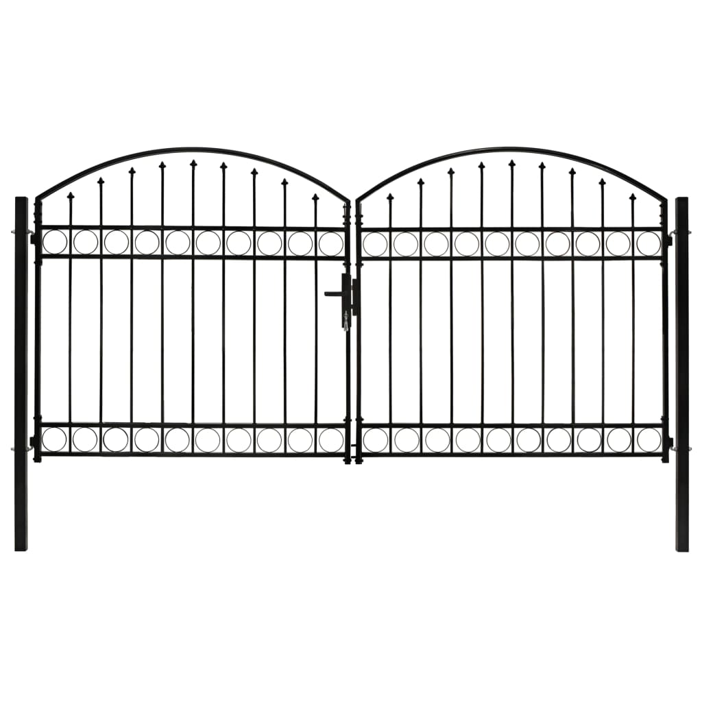 VidaXL Poort met gebogen bovenkant dubbel 300x125 cm staal zwart