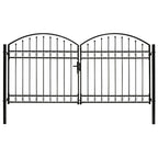 VidaXL Poort met gebogen bovenkant dubbel 300x125 cm staal zwart