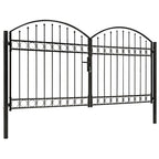 VidaXL Poort met gebogen bovenkant dubbel 300x125 cm staal zwart