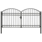 VidaXL Poort met gebogen bovenkant dubbel 300x150 cm staal zwart