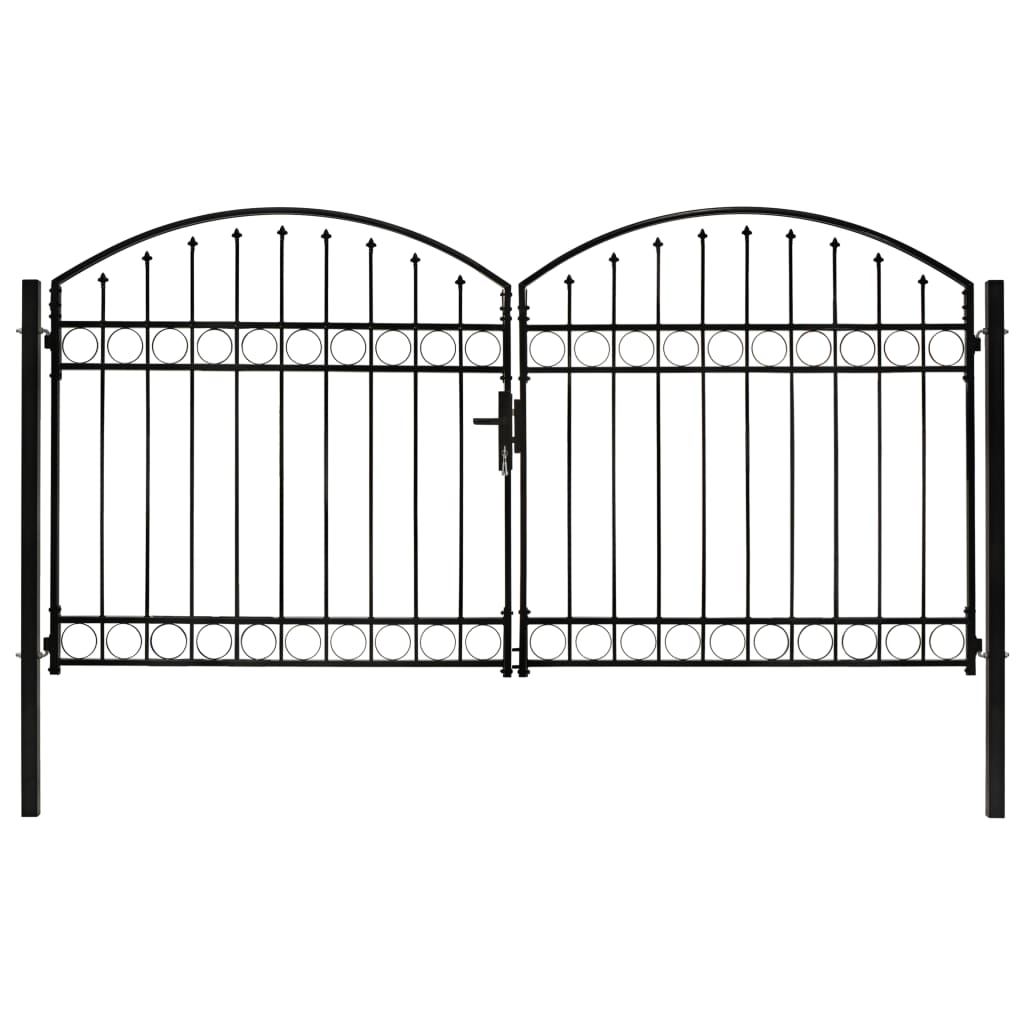 VidaXL Poort met gebogen bovenkant dubbel 300x150 cm staal zwart