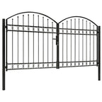 VidaXL Poort met gebogen bovenkant dubbel 300x150 cm staal zwart