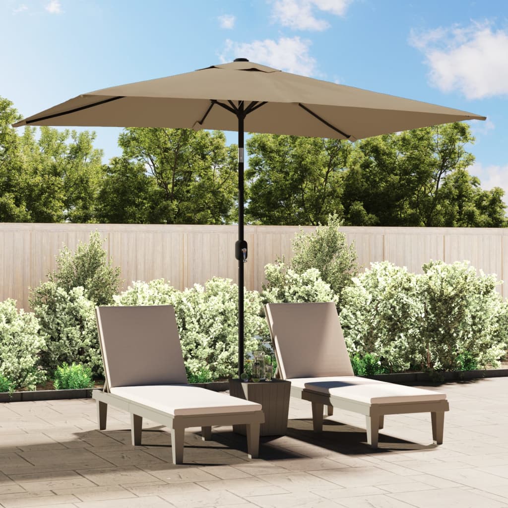 Vidaxl parasol met metalen paal 300x200 cm taupe