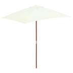 Vidaxl parasol met houten paal 150x200 cm zandkleurig