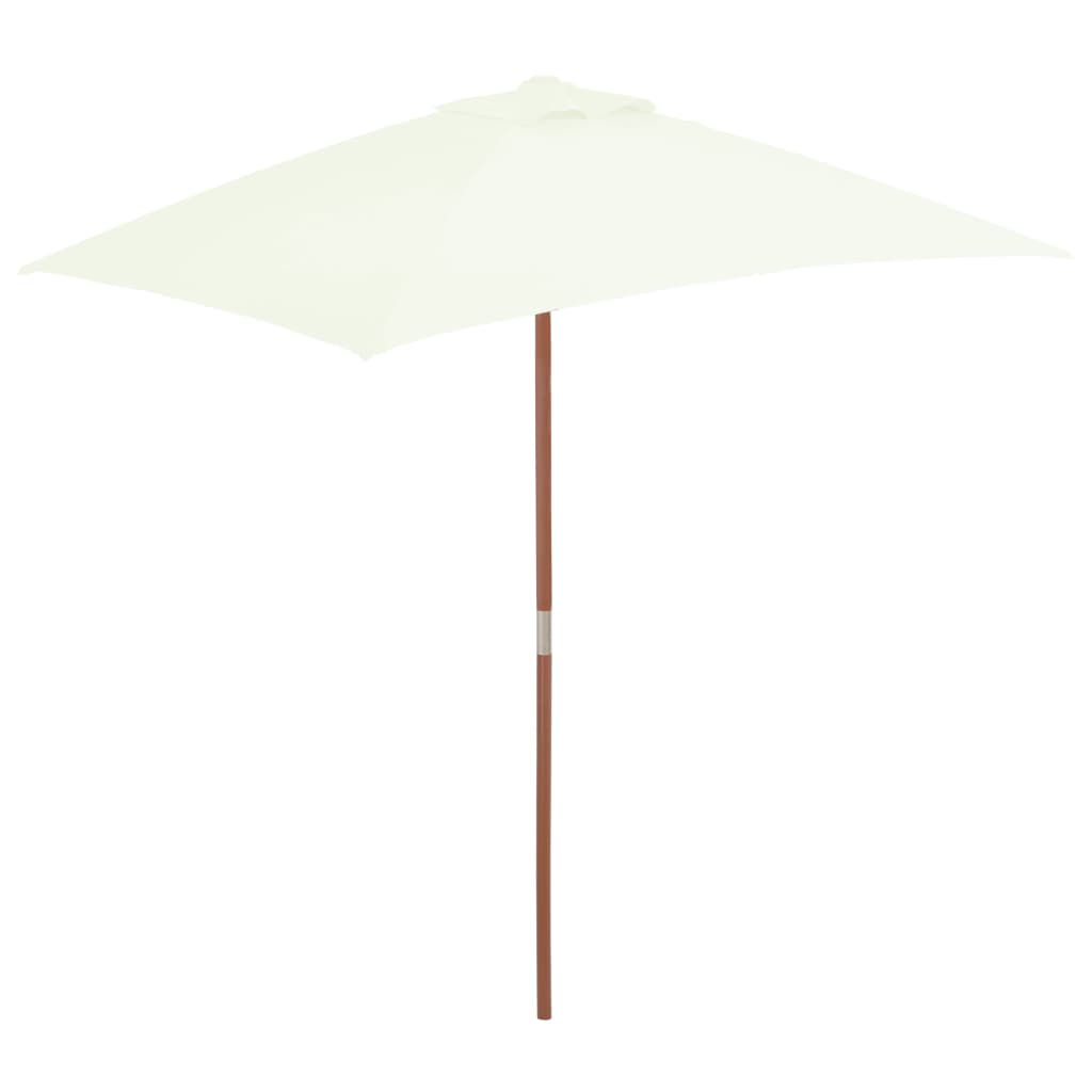 Vidaxl parasol met houten paal 150x200 cm zandkleurig