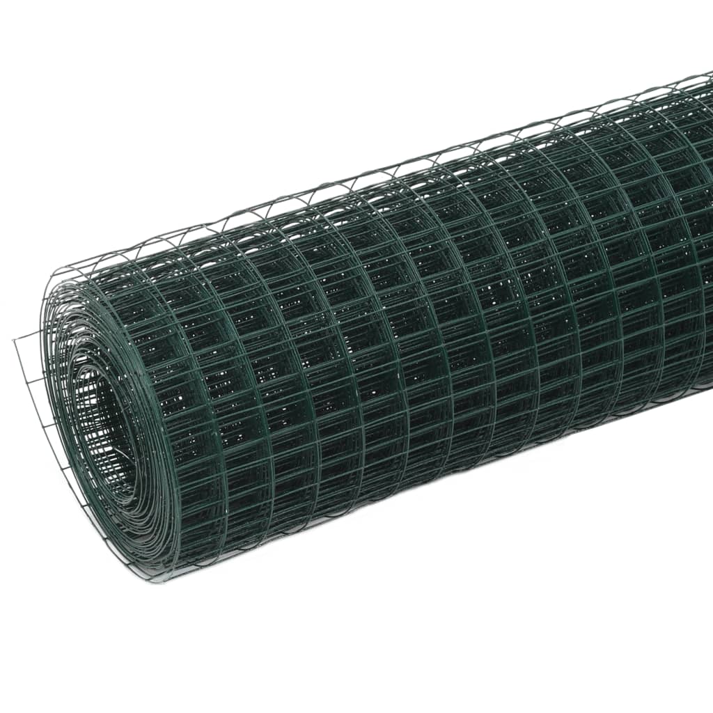 Vidaxl kippengaas 10x1,5 m staal met pvc coating groen