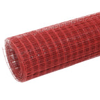 Vidaxl kippengaas 25x0,5 m staal met pvc coating rood