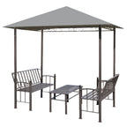 VidaXL Tuinpaviljoen met tafel en bankjes 2,5x1,5x2,4 m antraciet