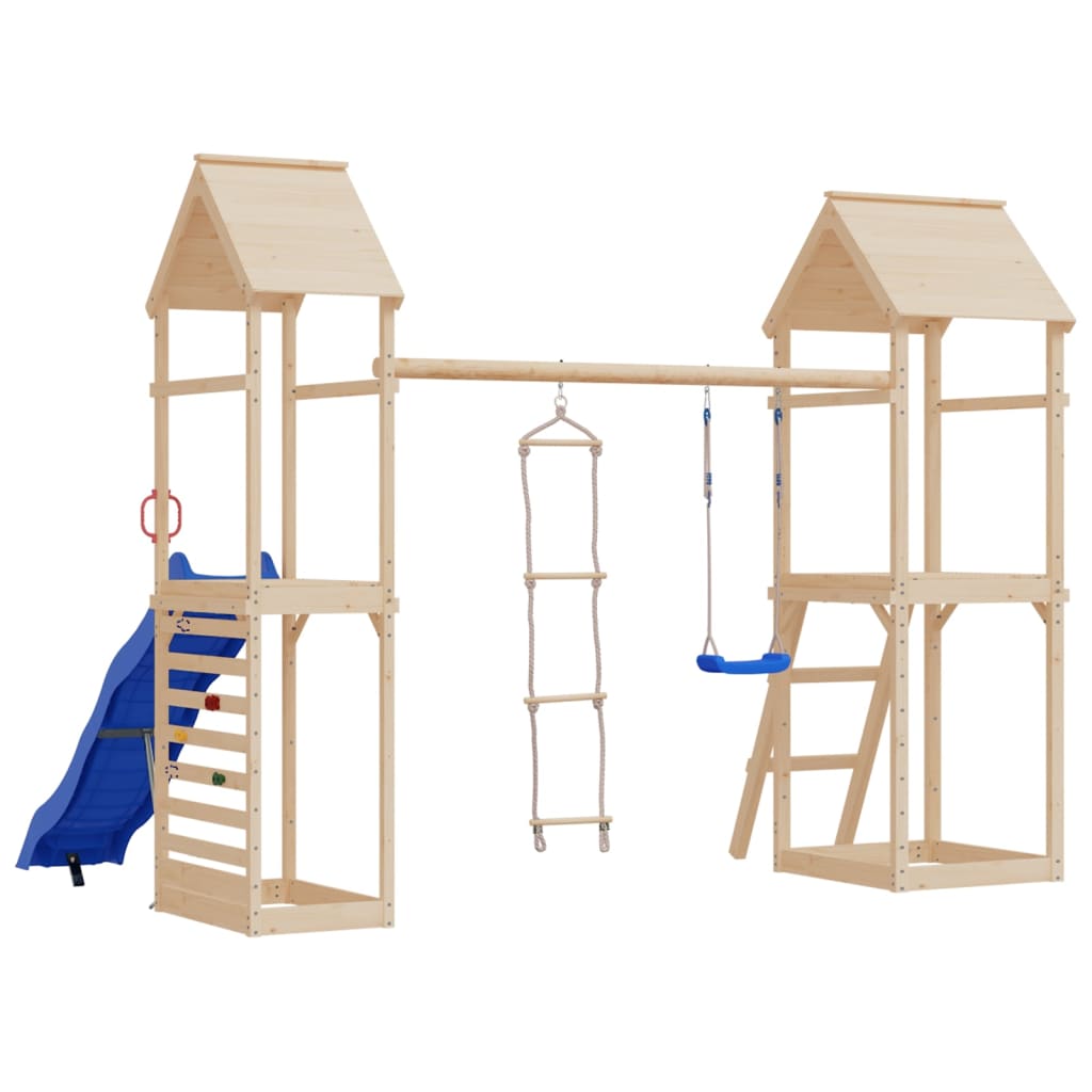 Vidaxl schommelzitje met touwladder en klimstenen pe blauw