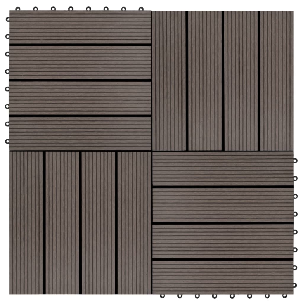VidaXL Terrastegels 30x30 cm 1 m² HKC donkerbruin 11 st