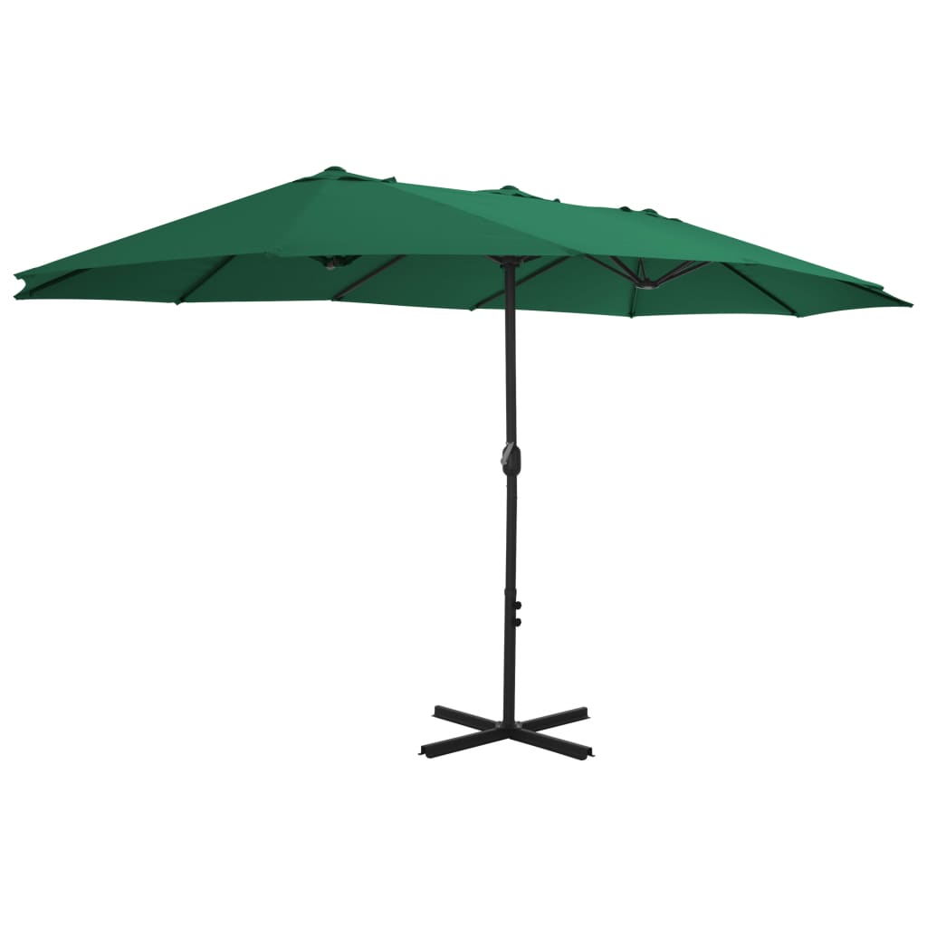 Vidaxl parasol met aluminium paal 460x270 cm groen