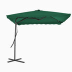 Vidaxl parasol met stalen paal 250x250 cm groen