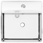 Vidaxl wastafel met overloop 41x41x15 cm keramiek zilverkleurig
