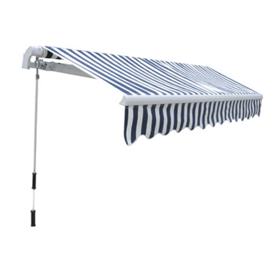 Vidaxl luifel handmatig uittrekbaar 300 cm blauw wit
