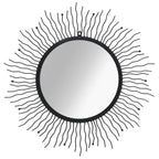 VidaXL Tuin wandspiegel sunburst 80 cm zwart