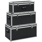 Vidaxl opbergkoffers 3 st aluminium zwart