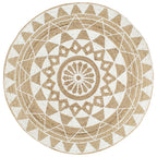 Vidaxl vloerkleed handgemaakt met witte print 90 cm jute