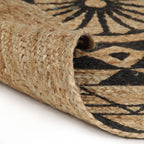 Vidaxl vloerkleed handgemaakt met zwarte print 150 cm jute