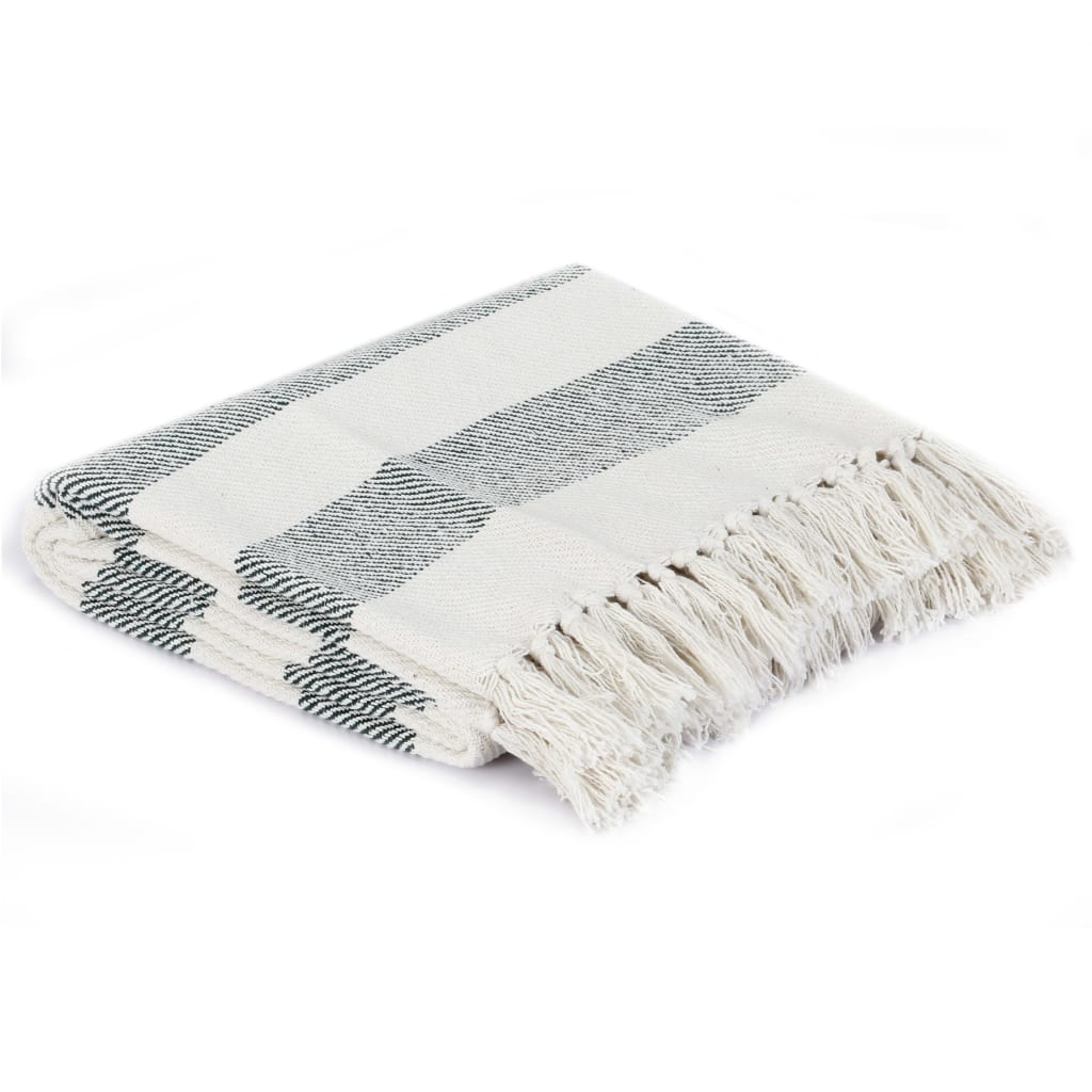 VidaXL Plaid streep 220x250 cm katoen donkergroen