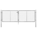 VidaXL Poort 306x125 cm gegalvaniseerd staal zilverkleurig