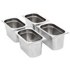 Vidaxl gastronormbakken 4 st gn 1 4 150 mm roestvrij staal