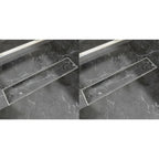 Vidaxl doucheafvoer 2 st rechthoekig 530x140 mm roestvrij staal
