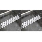 VidaXL Doucheafvoer 2 st rechthoekig lijn 530x140 mm roestvrij staal