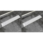VidaXL Doucheafvoer 2 st rechthoekig lijn 630x140 mm roestvrij staal