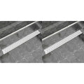VidaXL Doucheafvoer 2 st rechthoekig lijn 1030x140 mm roestvrij staal