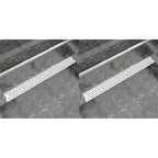 VidaXL Doucheafvoer 2 st rechthoekig lijn 1030x140 mm roestvrij staal