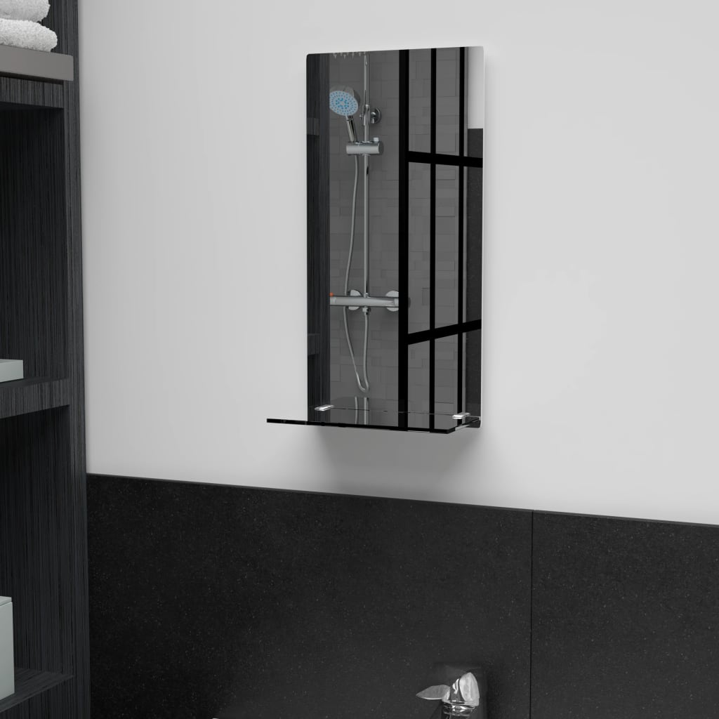 Vidaxl wandspiegel met schap 20x40 cm gehard glas