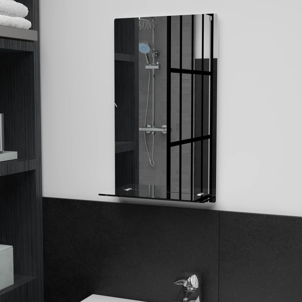 Vidaxl wandspiegel met schap 30x50 cm gehard glas