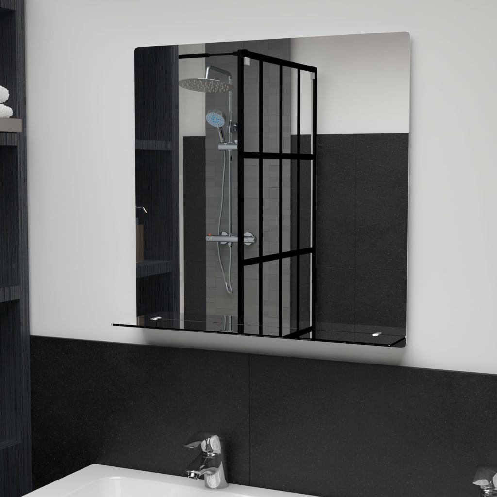 Vidaxl wandspiegel met schap 60x60 cm gehard glas