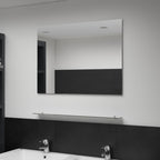 Vidaxl wandspiegel met schap 80x60 cm gehard glas