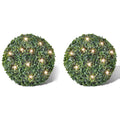 VidaXL Ronde kunstbuxus 27 cm met solar LED-verlichting (2 stuks)