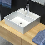 Vidaxl luxe wastafel met overloop en kraangat vierkant keramiek 41x41 cm