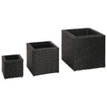 Vidaxl plantenbakken verhoogd 3 st poly rattan zwart