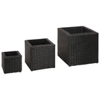 Vidaxl plantenbakken verhoogd 3 st poly rattan zwart