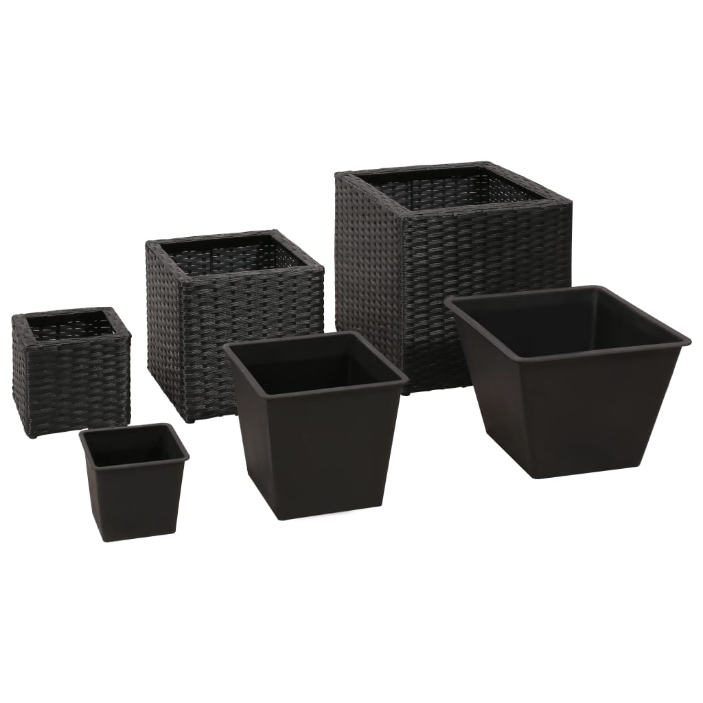 Vidaxl plantenbakken verhoogd 3 st poly rattan zwart