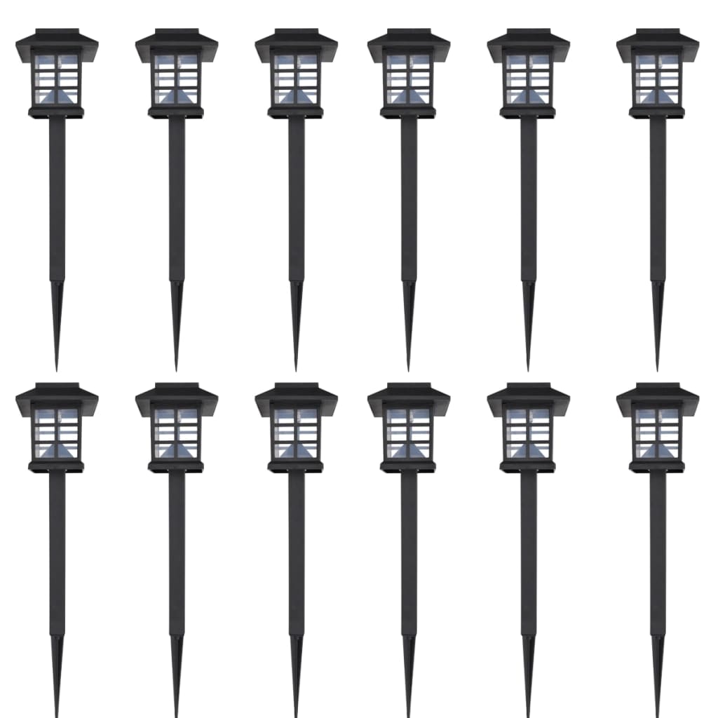 Vidaxl 12-delige led-tuinverlichtingsset solar met pin 8,6x8,6x38 cm