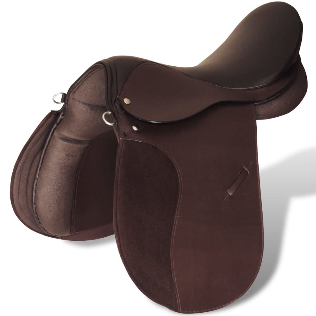 Vidaxl echt lederen paardrijzadel 17,5 18 cm (5-in-1 set, bruin)