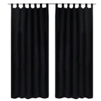 Vidaxl micro-satijnen gordijnen met ringen 140 x 175 cm 2 stuks (zwart)