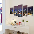 Vidaxl canvas muurdruk set kleurrijke new york skyline 200 x 100 cm