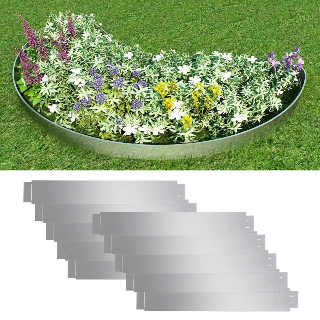 Vidaxl 10 st grasboord flexibel 100x14 cm gegalvaniseerd staal