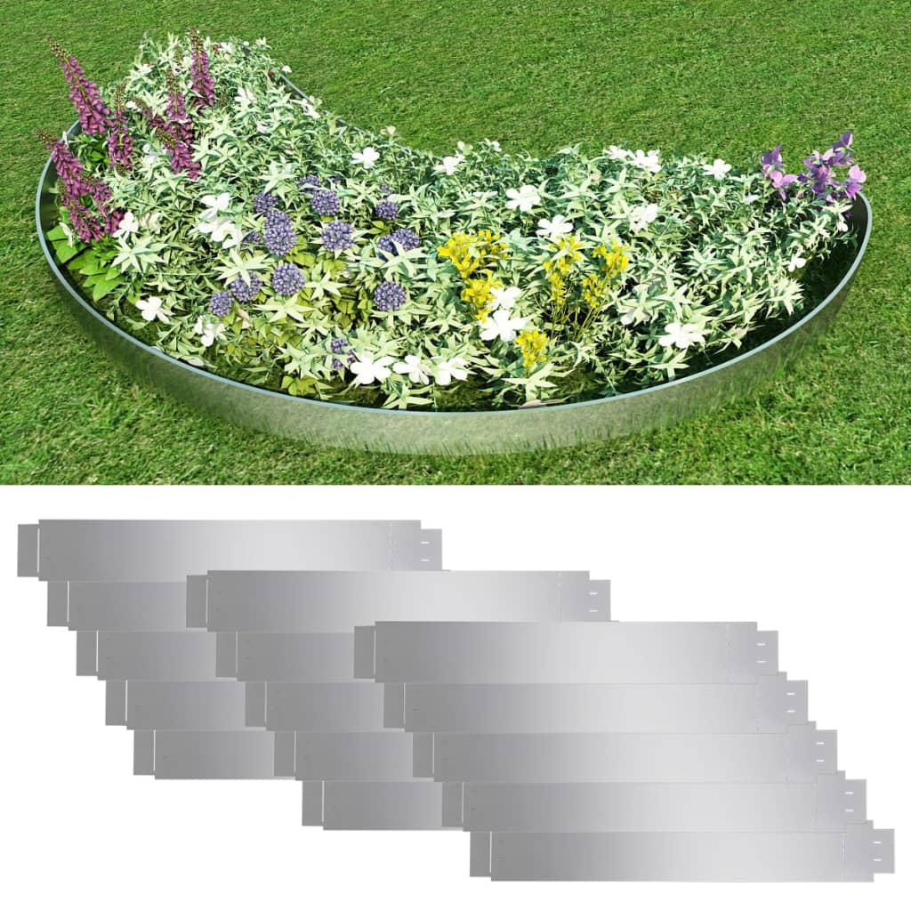Vidaxl 15 st grasboord flexibel 100x14 cm gegalvaniseerd staal
