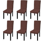Vidaxl stoelhoezen 6 st stretch recht bruin