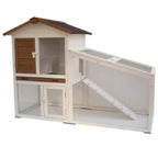@pet konijnenhok tommy 140x65x100 cm wit en bruin 20072