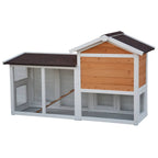 @pet konijnenhok queensland 147x53x85 cm wit en bruin