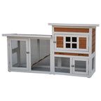 @pet konijnenhok villa 147x50x80 cm wit en bruin